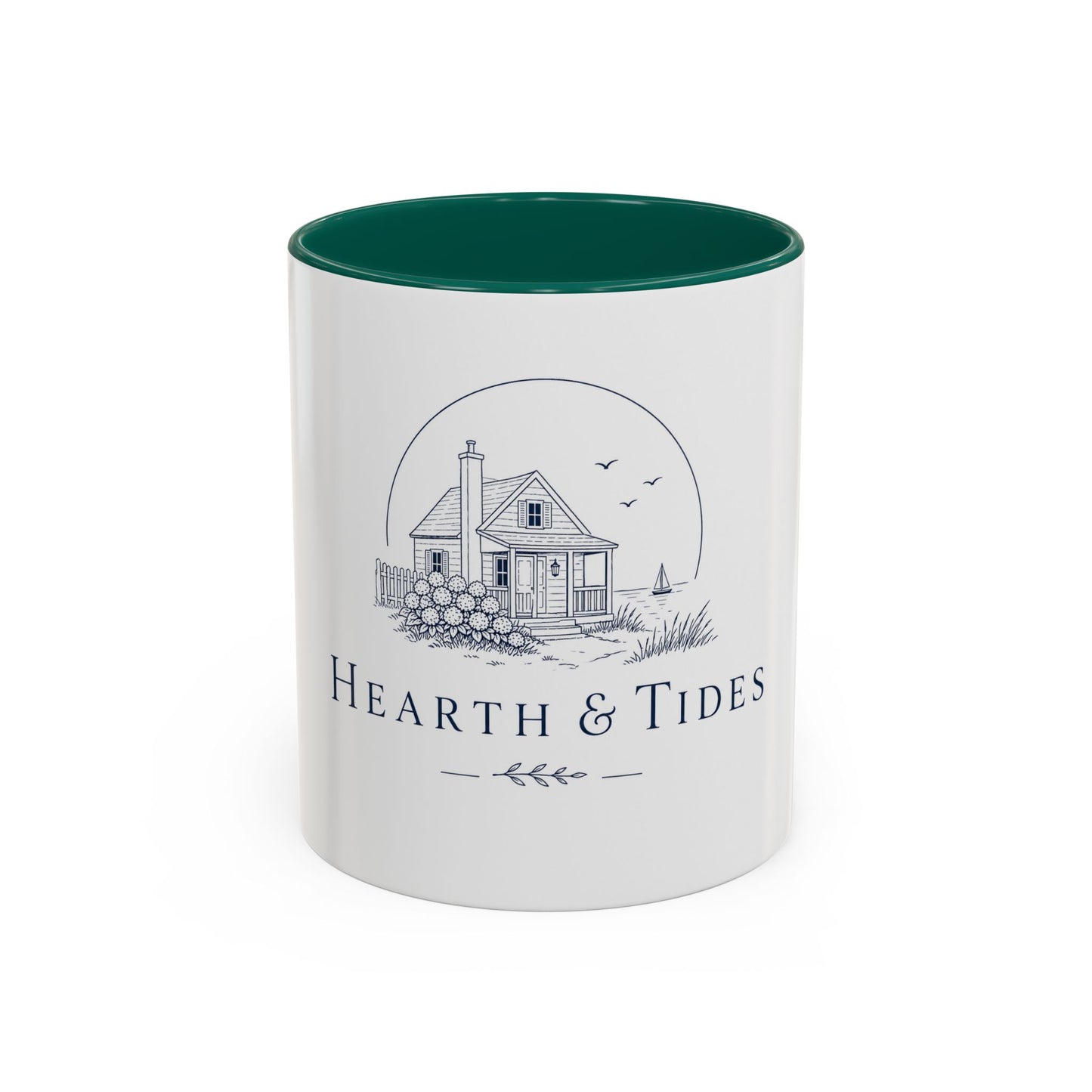 Hearth & Tides Ceramic Mug — Coastal Cottage Coffee Cup (11oz/15oz)