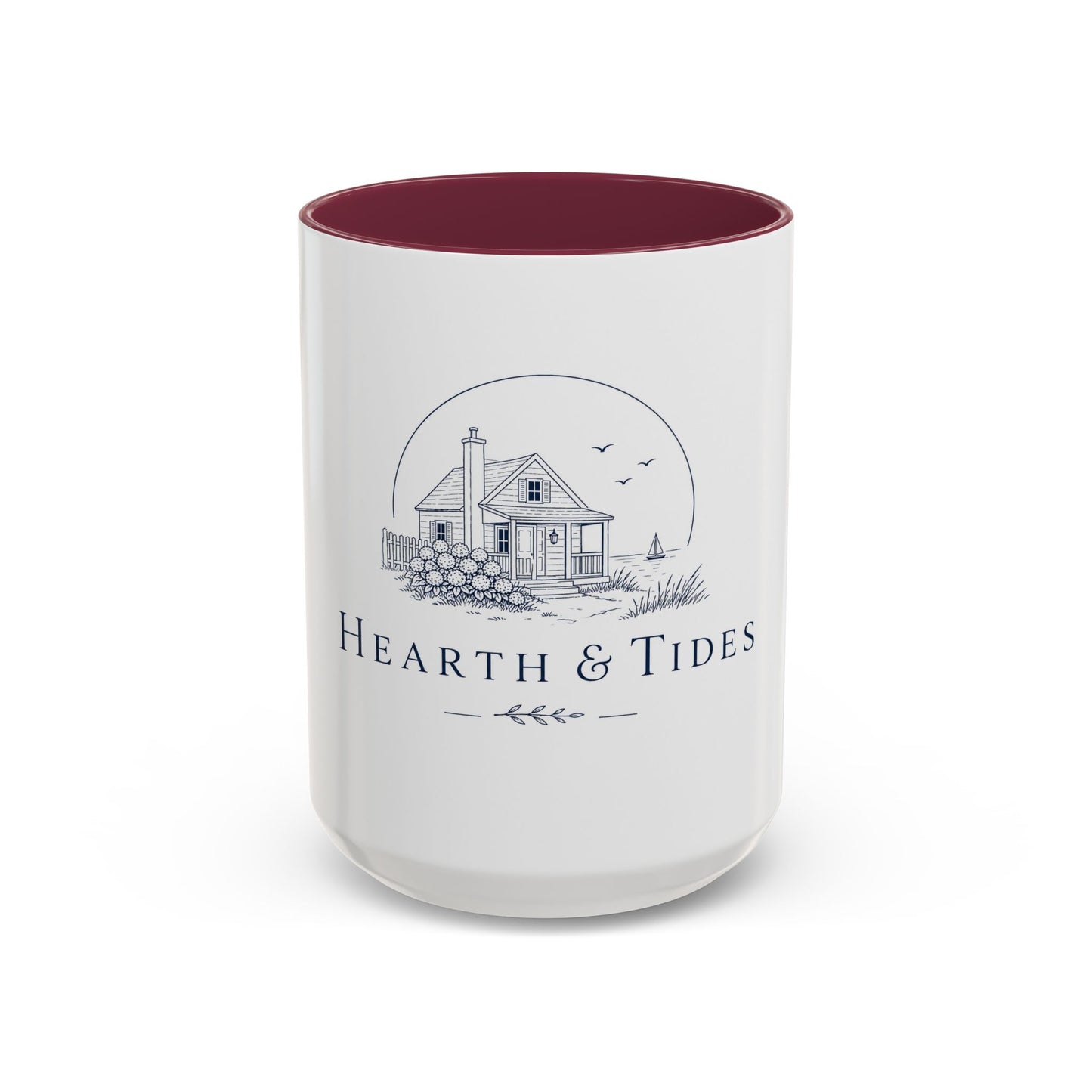 Hearth & Tides Ceramic Mug — Coastal Cottage Coffee Cup (11oz/15oz)