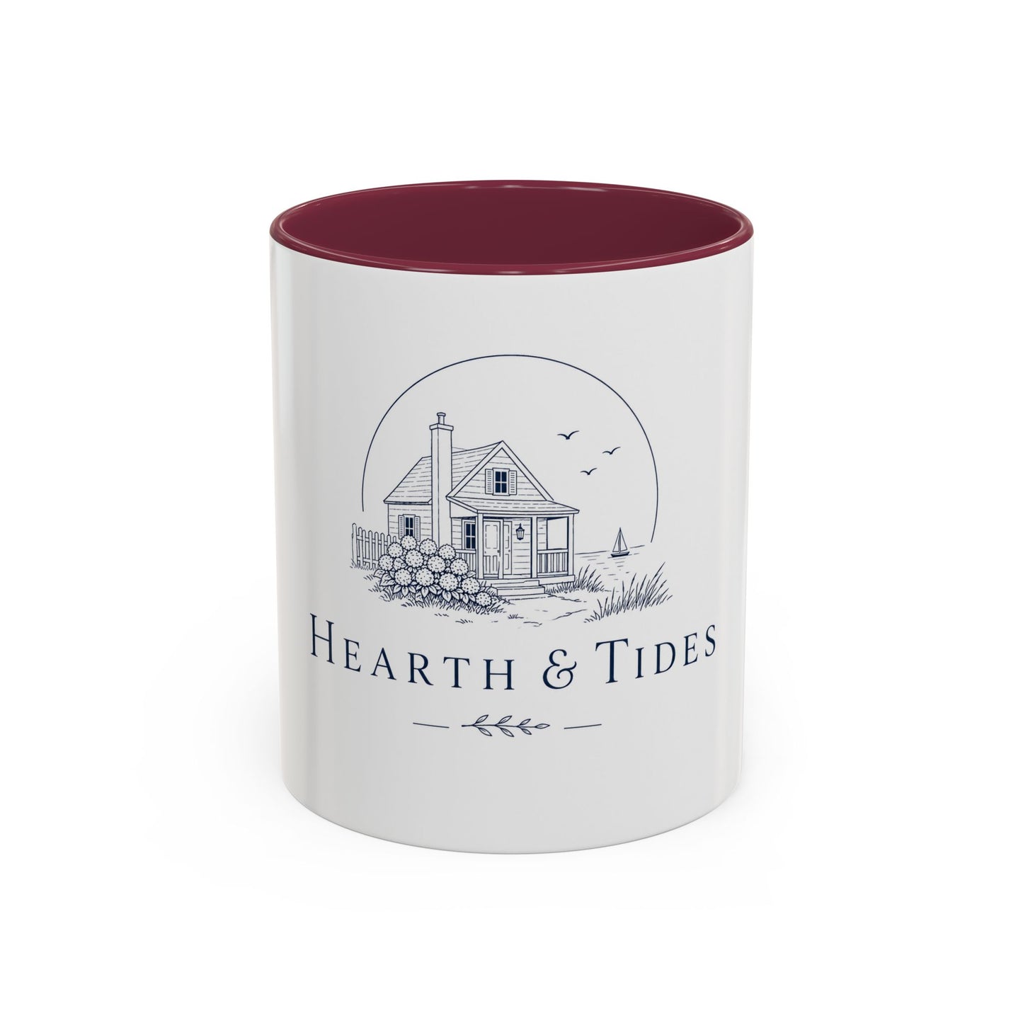 Hearth & Tides Ceramic Mug — Coastal Cottage Coffee Cup (11oz/15oz)